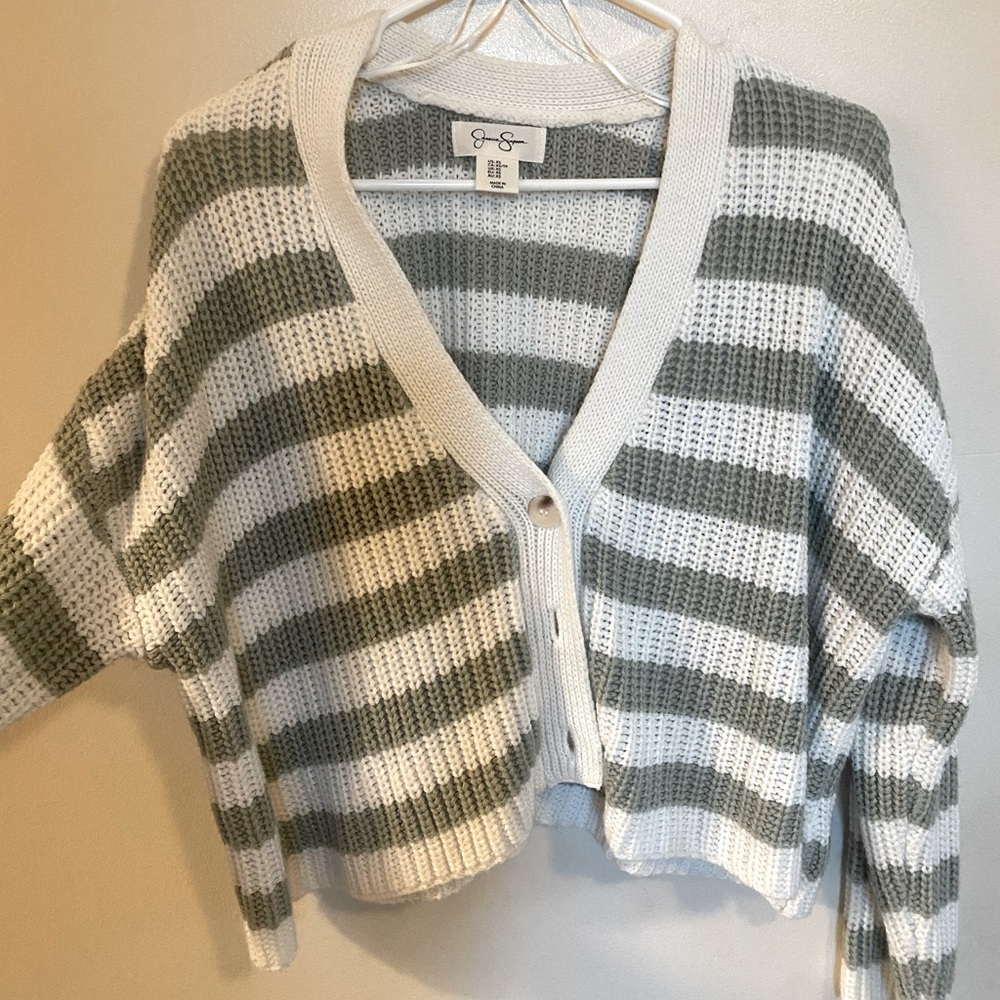 Jessica Simpson Green & White Sweater